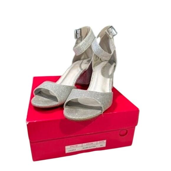 Dream Pairs Chunkle Silver Glitter Block Heel Women’s 8.5 Ankle Strap Party Y2K - Picture 1 of 6